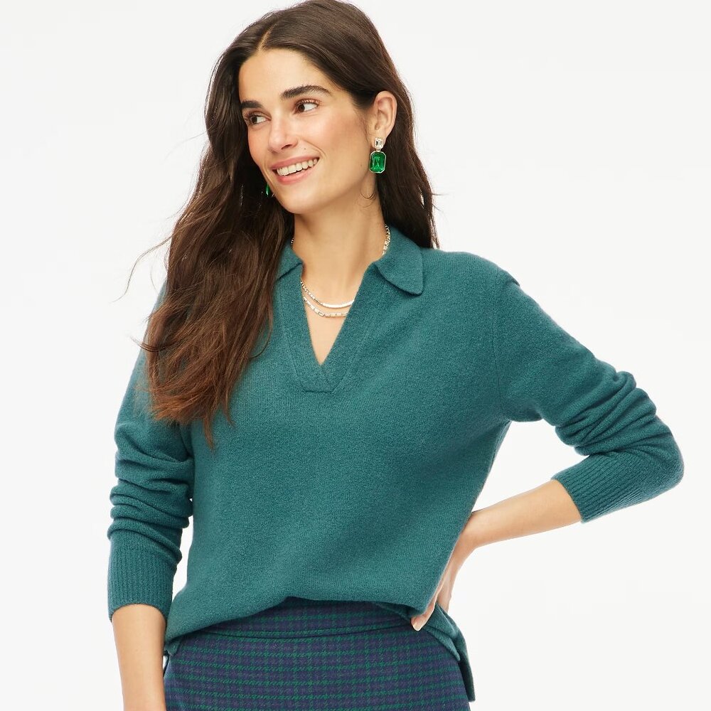 J. Crew Polar Jade Sweater-Polo In Extra-Soft Yarn/NWT/S - Picture 2 of 9